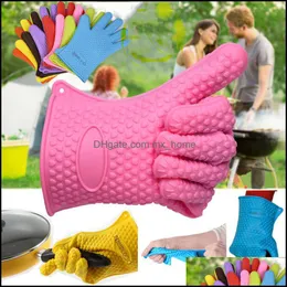 Bakeware Kitchen, Dining Bar Home & Garden Sile Microwave High Temperature Heat Proof Glove Non-Slip Oven Mitts Bbq Grill Gloves Kitchen Bak