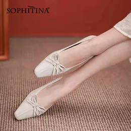 SOPHITINA High Heels Female Sheepskin Classic Butterfly-knot Ladies Shoes Square Toe Handmade Spring Autumn Women's Pumps AO219 210513