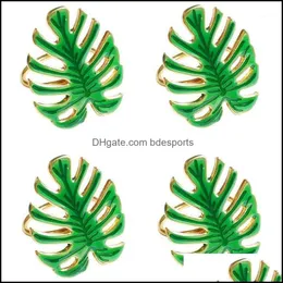 Napkin Rings Table Decoration & Accessories Kitchen, Dining Bar Home Garden A Set Of 4 Rings, Green Leaf Holder, Can Be Used For Dinner, Wed