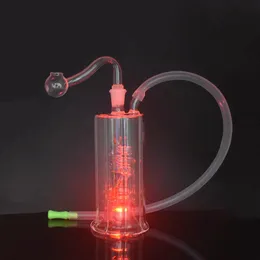 Tubo dell'acqua in vetro a led Cambia colore Luce Dab Oil Rig Spring Percolatore Shisha portatile Narghilè Raccoglitore di cenere con tubi bruciatore a nafta maschio da 10 mm