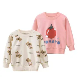 Märke Barnkläder Flickor Sweatshirt 2021 Höst Nya Baby Kläder Tjejer Bomplotton Tecknade T-shirts Koreanska Topp ONE PCS G1028