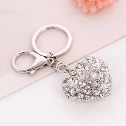 Metal 3D Cute Love-Heart Handbag Fashion Rhinestone-Crystal Charm Purse Bag Car Key Keyring Keychain Mom-lover-Gift Accessories G1019