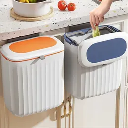 Hanging Trash Can 7L Kitchen Cabinet Door Garbage Bin Wall Mounted Under Sink Compost 211222