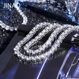 Jinao Ny 925 Sterling 4mm och 6mm Herrhalsband Bling CZ Iced Out Hip Hop Smycken Link Tennis Chain for Gift X0509