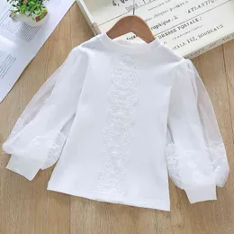 Gooporson Fall Kids Clothes Flower Embroidery Lace Long Sleeve Shirt Fashion Korean Little Girls Tops Cute Children Costume 210508