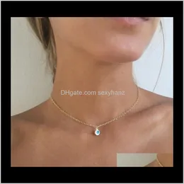 Pendants Drop Delivery 2021 Mini Evil Eye Necklace Waterdrop Pendant Necklaces Gold & Sier Plated Chain Women Girl Fashion Fine Jewelry T029