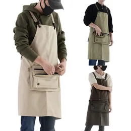 Fashion Wear Canvas Waterproof Apron Denim Kitchen Overalls Shoulder Bag X4YE 210629