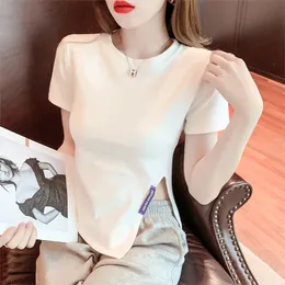 Matakawa Nieregularna Szczur Koszulka Koszulka Koszulka Damska Koreańska Szczupła T Shirt Dla Kobiet Temperament Top Woman Tshirts 210513