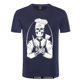 Skull Cook Chef Cooking Novelty Design Men's T Shirt Pure Cotton Printed Fitnees Fashion Tops & Tees Casual Camisas Hombre 210629