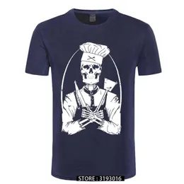 Czaszka Cook Chef Cooking Nowość Projekt Męska koszulka Koszulka Czysta Bawełna Drukowane Fitnees Moda Topy Tees Casual Camisas Hombre 210629