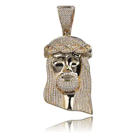Jinao Nowy Lód Out Jezus Corolla Wisiorek Hip Hop Biżuteria Moda CZ Kamienny Naszyjnik Dla Mężczyzna Kobiety Prezent X0707
