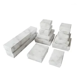 Gift Wrap 24pcs Cardboard Jewelry Box Display Necklace Bracelet Earrings Square Rectangular Marble White WY606