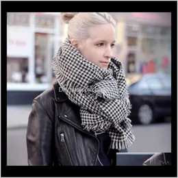 Wraps Hats, Scarves & Gloves Fashion Aessories Drop Delivery 2021 Air Conditioning Large Cape Dual Black And White Houndstooth Scarf Ultralar