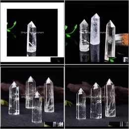 Rock Natural Crystal Clear Transparency Kwarc Kwarc Healing Heksagonal Prism 5080 mm Obelisk Różdżka Kamienna dom d Qylsnq