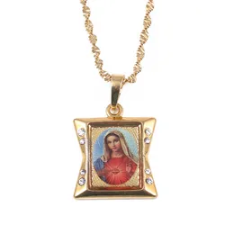 Virgin Mary Necklace Conceived Without Sin Pray Pendant Light Gold Color Catholic Church Jewelry For Women