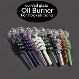 14 cm Pyrex Cam Yağ Burner Boru Tobcco Kuru Herb Spiral Renkli El Smoking Kaşık Borular Sigara Aksesuarları Cam Tüp Yağ Boruları