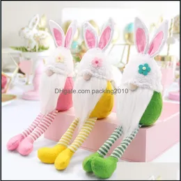 Otros suministros festivos para fiestas Gardenlong Legged Bunny Gnomo Decoración Pascua Conejo sin rostro Muñeca Nórdico Sueco Escandinavo Enano Hogar O