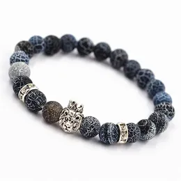 Charmarmband pärlarmband Buddha Pulseiras Masculinas Natural Stone Lion för män