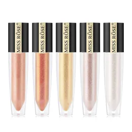 Fröken Rose Shimmer Lip Gloss 12 färger Vattentäta glänsande glitter Metalliska flytande läppstift