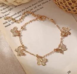 Temperament ihålig fjäril anklets mode fot kedja guld silver strand anklet för kvinnor tjejer smycken