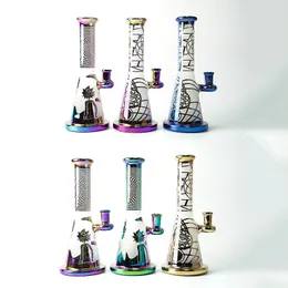 9-calowy prysznic Perc fajki Szklane Bongs Rainbow Colorful 14mm Kobiet Wspólne Rury Wodne Małe Bong Flarowane Ustnik Olej Dab Rigs Prosta rura