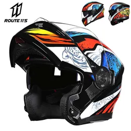 YOAI Helm Flip Up Cross Integralhelme Rcycle Capacete Casco Moto mit Doublel Lens