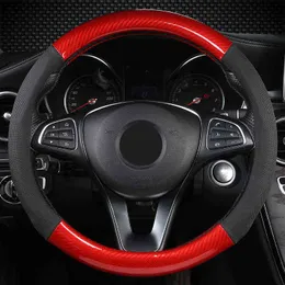 Funda Volante Coche Universal Steering Wheel Cover 3D Carbon Fiber Leather Accessories Interior Volante Deportivo Coprivolante J220808