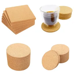 1000pcs Round Wood Coasters Cup Mats 10*10*0.3cm Plain Cork Coaster Rounds & Square Drink Wine Coffee Pot Cups Mat Party Home Bar Table Anti Scald Cushion DHL or UPS