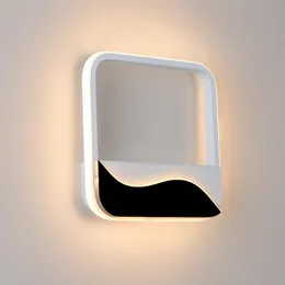 Sanmusion LED Wall Lights Inomhus sconces lampor Rund fyrkantig skugga svart vit sovrum nattlampdekor lysdioder