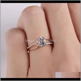 Jewelry1Pcs Sell Zircon Engagement Rings For Women Rose Gold Color Wedding Female Anel Austrian Crystals Jewelry Top Quality Drop Delivery 20