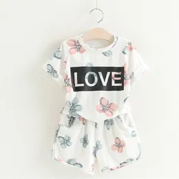 Summer Kid Clothing Top+Shorts 2-Piece Suit Fashion Children Clothes Girl Baby s 2 To 6 Years 210528