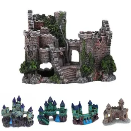 Künstliches Aquarium Castle Dekoration Alte Turm Ornament Fisch Tank Rock Höhle Für Fisch Garnelen Verstecken Dekorative Murmeln