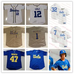 NCAA Custom UCLA Stitched Baseball Jersey 24 Zach Pettway 55 Jesse Bergin 30 Nick Nastrini 4 Kevin Kendall 25 Noah Cardenas 7 JT Schwartz 11 Jake Moberg 38 Pat Caulfield