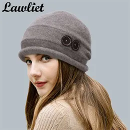 Lawliet المرأة الصوف قبعة قبعة الشتاء قبعة صغيرة المكونات الأزياء الدافئة بونيه Skullies T178 211119