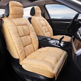 Biluppvärmd sits Baksätskåpa Universal Winter Plush Cushion Faux Fur Material Varmt skyddsmatta Auto Tillbehör