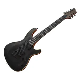 Fabriksuttag-7 strängar transparent svart elektrisk gitarr med 24 frets, rosewood fretboard, flam lönn faner