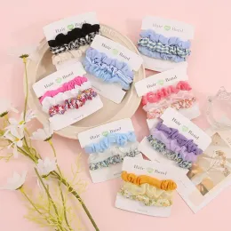 Hair Accessories 3PCS/Set Fashion Colorful Lace Scrunchies Set Elastic Bands Ponytail Holder Hairband Rubber Band Ties