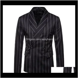 Garnitury Blazers Odzież Drop Delivery Padegao Marka 2021 Kurtka Lapel Odzież Moda Slim Fit Men Casual Suit Siatek Plaid Stripes Mens Sports Jac