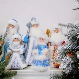 Jul Santa Claus Electric Dolls Toy Decoration With Music Dance Födelsedaggåva För Barn År Navidad Hem Ornament 211019