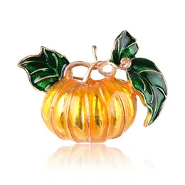 Pumpkin Brooch Orange Alloy Green Leaves Fashion Enamel Weddings Banquet Brooch Pins Women Jewelry Trinkets Best Gift