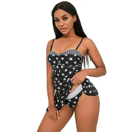 Summer Bikini Plus Plus-Size Stroje kąpielowe dla kobiet Świeże i duże kropki Dwuczęściowe Dube Swimsuit Ladies 210722