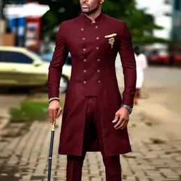 2021 Moda Africano Design Slim Fit Masculino Ternos Para Casamento Noivo Smoking Borgonha Noivo Ternos Best Man Baile Festa Blazer X0909