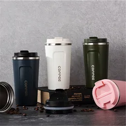 Kaffe muggar te tumbler 17oz/500 ml 12oz/350 ml mjölkglaskontor 18/8 rostfritt stål 2-väggisolerat vakuumläcksäker flip lock