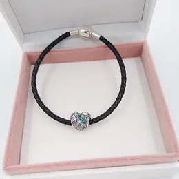 Argento goth creazione di gioielli pandora Gleaming Clover Heart Charms fai da te mamma e me bracciali regali di anniversario per donna uomo catena collana braccialetto di perline 797869NRGMX