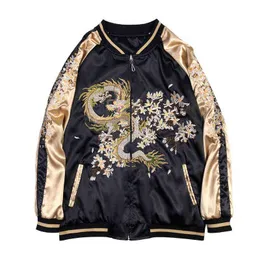 Satin Bomber Jacket Womens Embroidered Jacket Embroidery Sukajan