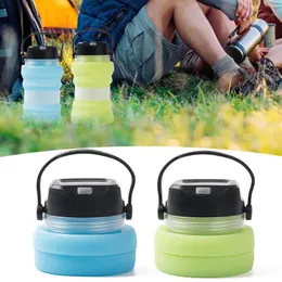 Vattenflaska 730 ml Solladdning Kettle Outdoor Camping Tent Creative Luminous Cup Tea Multifunktionell hopf￤llbar