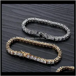 Drop Delivery 2021 Tennissmycken Fashion Luxury Grade Quality 5mm Zircon Hip Hop Exquisite 18K Gold Plated Chain Armets Ejors