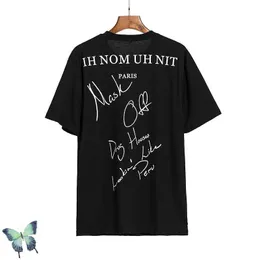 Ih Nom Uh Nit T-shirt Signature Graffiti Back Letter Printed Mask Men Hipster T Shirt X0726
