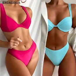 Sexig push up bikinis baddräkt för kvinnor badkläder underwire topp brasilianska Biquini bikini set simma baddräkt beachwear 210722