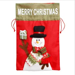 Christmas Gift Bags Drawstring Linen Candy Bag Christmas Santa Sacks Children Xmas Gift Tote Organizer Party Decoration Supplies BT669